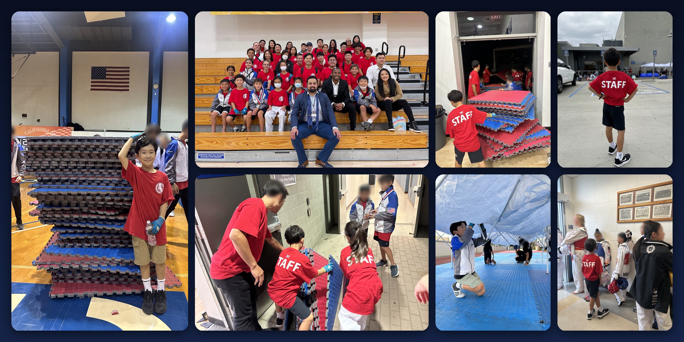 Moving mats and helping as tournament staff