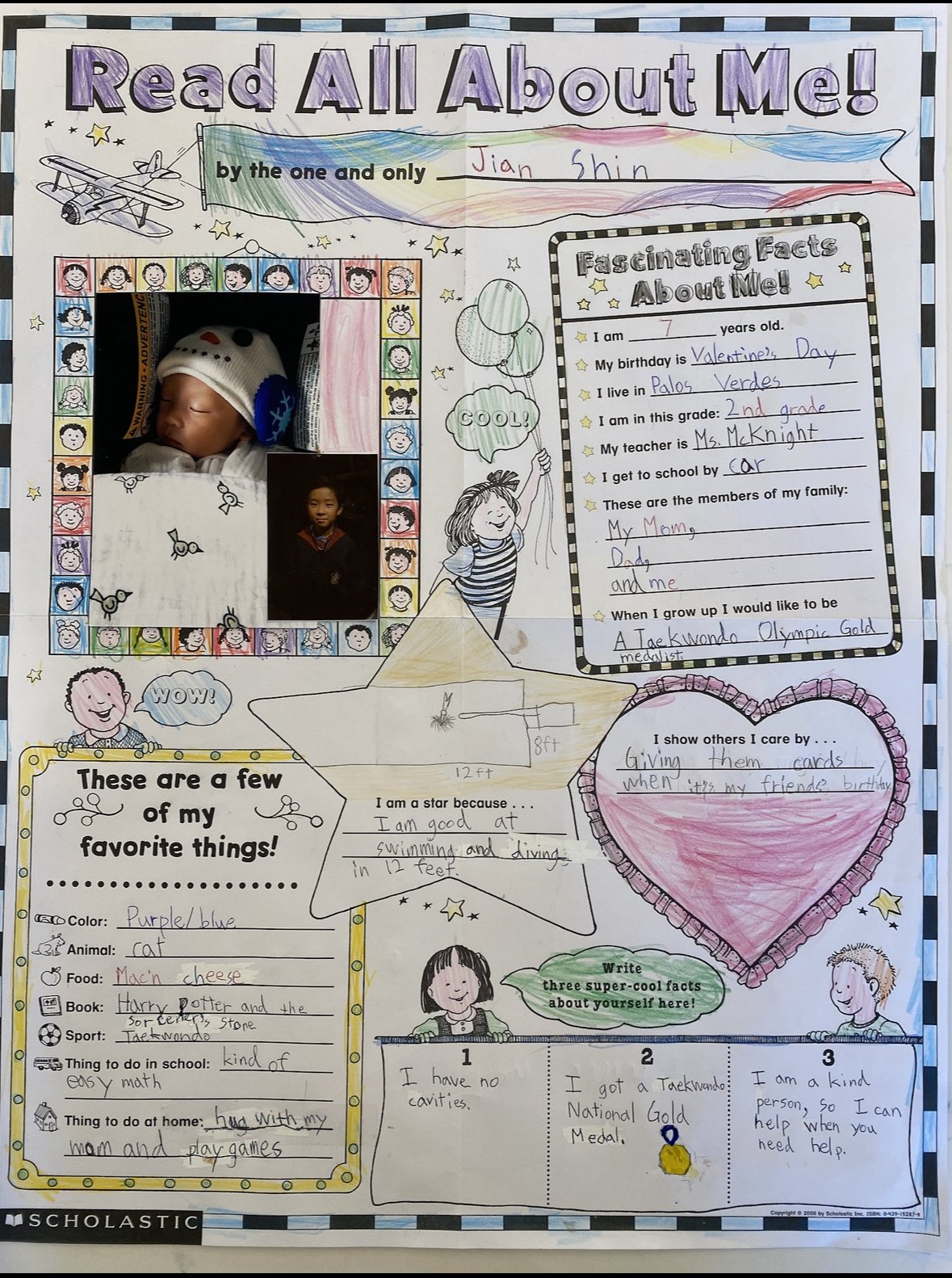 Jian's second-grade Read All About Me poster